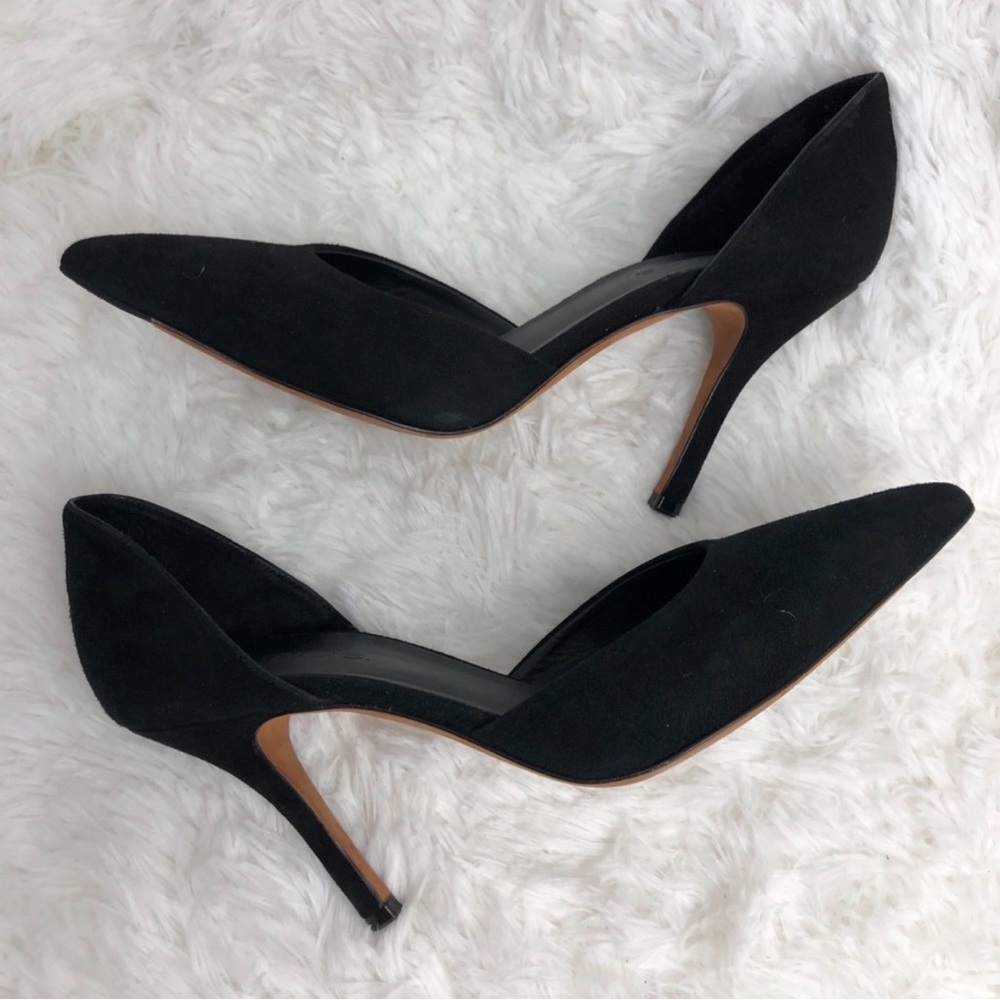Vince Black Suede Pointed-Toe D'Orsay Heels
